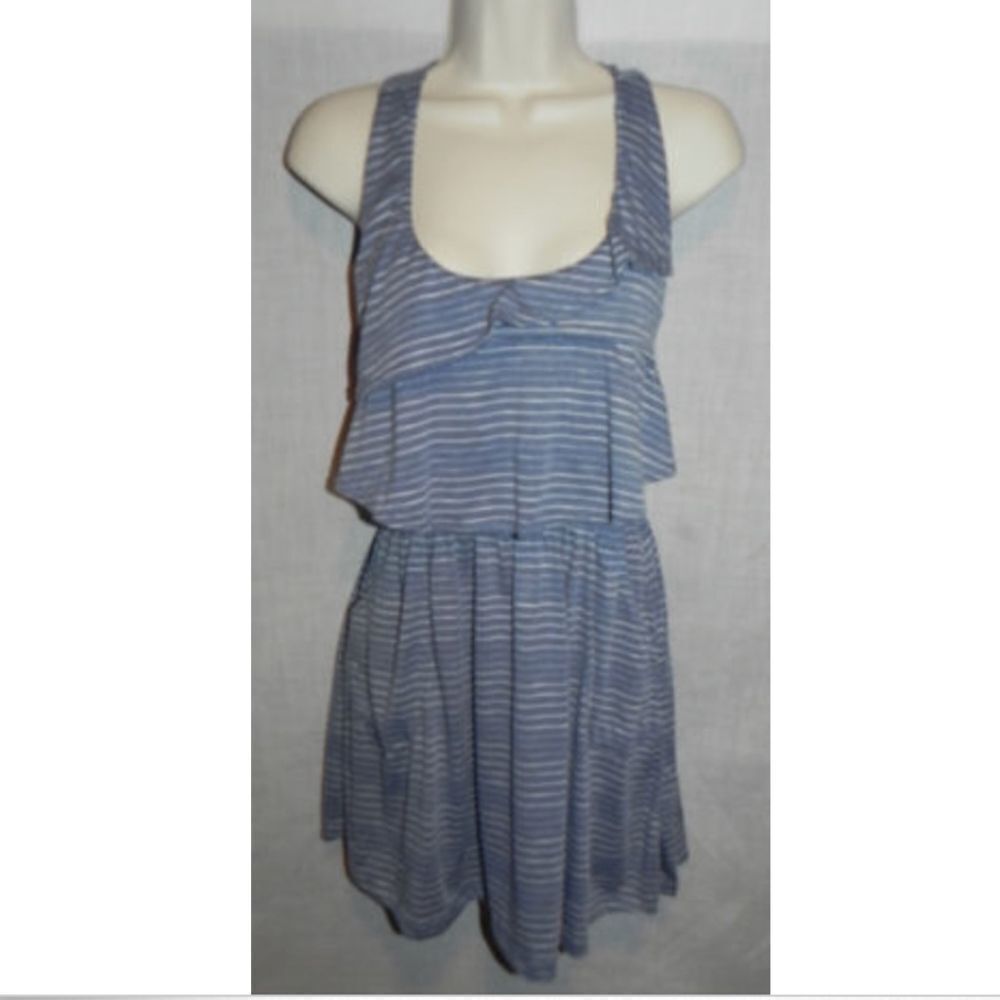 Queen Esther Dress Medium Womens Blue Stripes NWOT